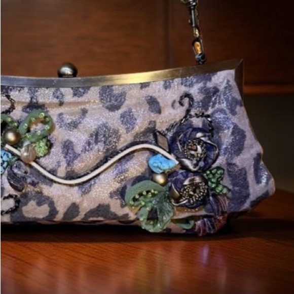 Vintage rare Mary Frances Bag,beaded,satin,kisslock,cottage core,Victorian green - Picture 2 of 10